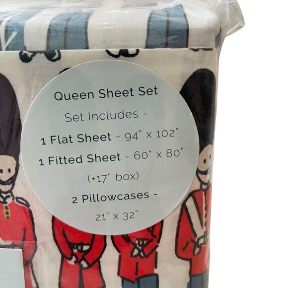 Cath Kidston London Guards Soldiers Christmas Nutcracker QUEEN Sheet Set 4 pc
